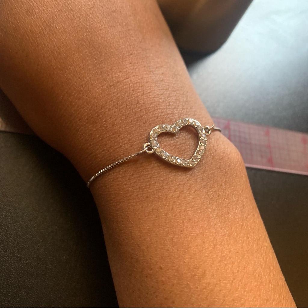 New Swarovski Elements Elegant Silver Slider Heart Bracelet